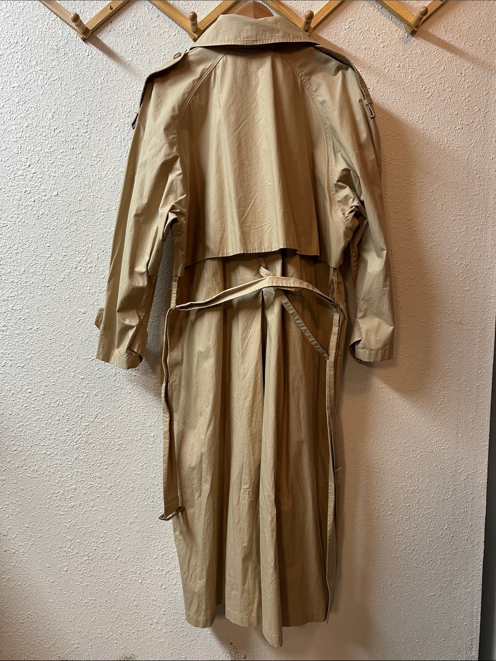 Anne Klein II Vintage Light Khaki Trench Coat Women’s Size 10 Belted 100% Cotton